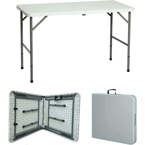 Heavy Duty Multipurpose Camping Table Portable Folding Table Picnic Dining table Centerfold Ideal for Crafts Outdoor Events Lightweight and Durable Table with Carry Handle (L122 x W60 x H74 CM)